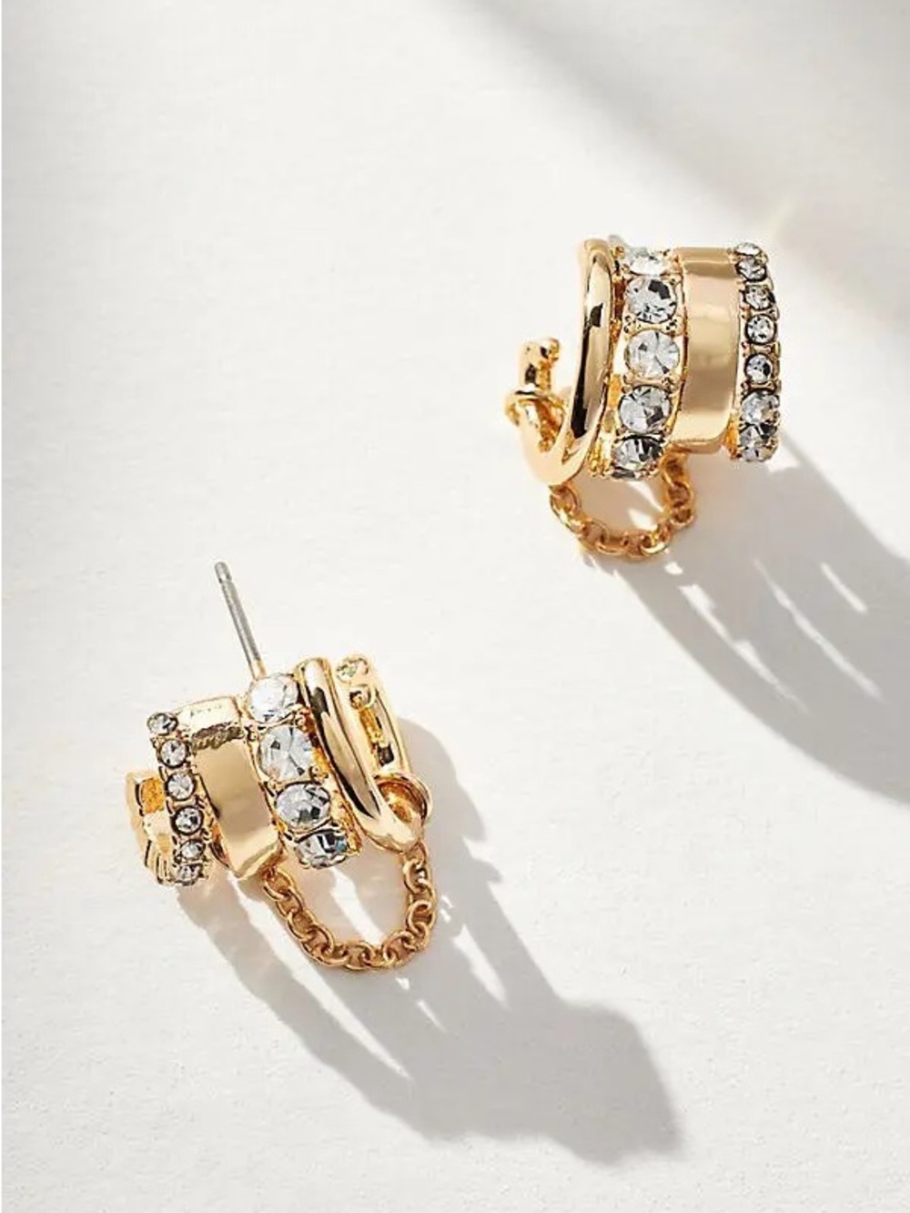 NEW Anthropologie Layered Huggie Hoop Earrings